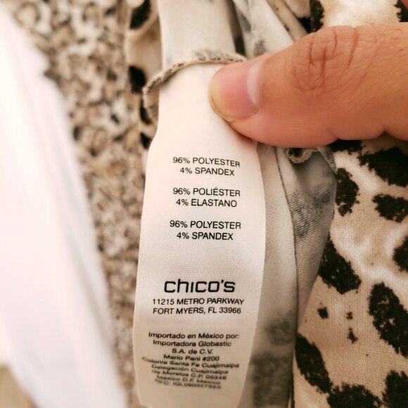 Chico's Beige Animal Leopard Print Short Sleeve Long Dress with Slits Size L (2) - Picture 6 of 10